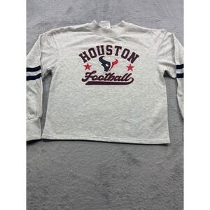 Houston Texans NFL Womens Cropped Long Sleeve Sweatshirt Graphic  Gray Large NEW